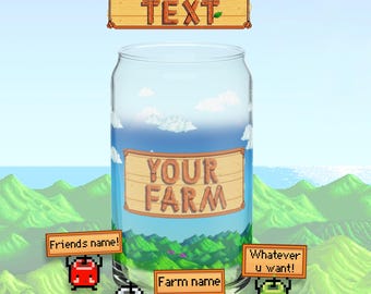 Stardew Valley Inspired (Custom Text) Drinking glass