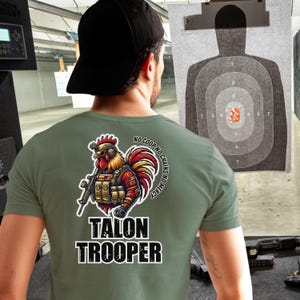 Talon Trooper Rooster Shirt | Tactical Combat Chicken Tee Military-Inspired Barnyard Warrior Fearless Farm Fighter Shirt Rooster Lover Gift