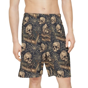 Dark Gothic Skull Men&#39;s Athletic Shorts Skull Print Workout Shorts Gothic Aesthetic Men Dark Fantasy Skull Alternative Activewear Streetwear