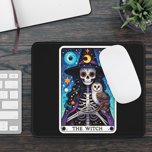 Mouse Pad antiderrapante para cartas de tarô da bruxa | Decoração de mesa de escritório de bruxa | Presente místico para bruxas | Tapete de tarô | Acessório de mesa oculto para mesa