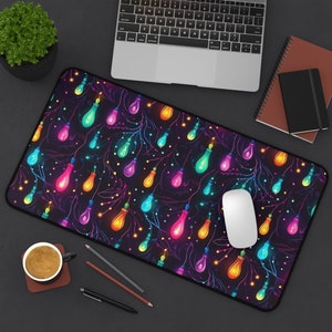 Trippy Colorful String Light Pattern XL Mouse Pad Extended Gaming Desk Mat for Office & PC Gamers | Vibrant Non-Slip Design