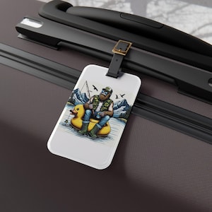 Bigfoot Fischen Ente Floatie Gepäckanhänger Lustige Sasquatch Gepäck ID Fischer Humor Reise-Accessoire Hilarious Dad Witz Geschenk Angeln Liebhaber