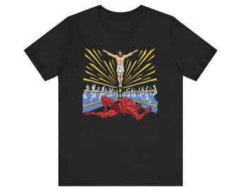 Jesus Wrestling Satan Shirt | Funny Faith-Based Wrestling Tee | Christian Wrestlers Not Today Satan Shirt Awesome Jesus Gift Christians