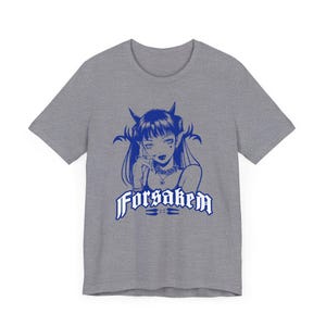 Forsaken Anime Girl with Devil Horns Goth Style Shirt | Dark Aesthetic Streetwear for Anime Lovers | Unique Japanese Gothic Gift