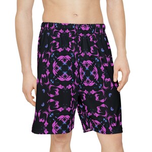 Trippy Geometric Pattern Men&#39;s Shorts - Mandala Rave Style, Colorful Festival Wear, EDM Raver Shorts for Bold Summer Activewear