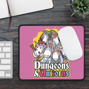 Dungeons and Unicorns Non Slip Mouse Pad | Fantasy Game Desk Decor Unique Gift for Unicorn Lovers RPG-Inspired Desk Mat Fun Gaming Accessory