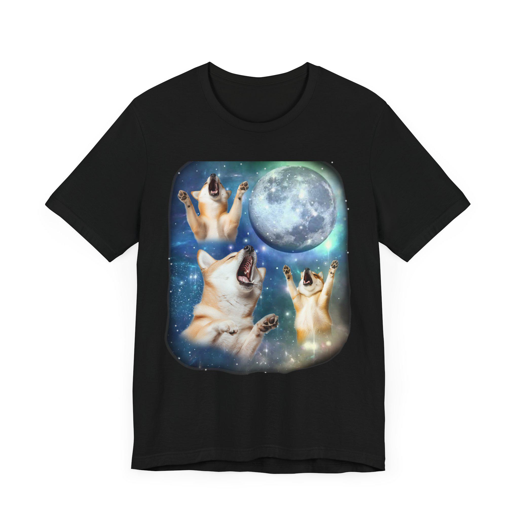 Shiba Inu Howling at Moon T-shirt: Crypto Dog 90s Retro Tee - Etsy