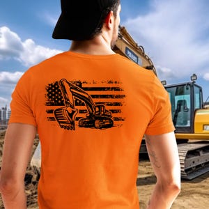Bagger Shirt | Amerikanische Flagge Design | Heavy Bagger Bagger T-Shirt | Baustelle Hi-Viz Sicherheitsfarbe Shirt | Blauer Kragen Pride