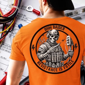 Ohm Raider Tactical Electrician Hi-Viz Safety Shirt | Blue Collar Lineman | Funny Electrician Shirt | Electrical Worker Tee Lineman Gear