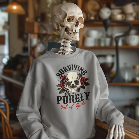 Überleben aus Trotz Schädel-Pullover Snarky Skeleton Vibes