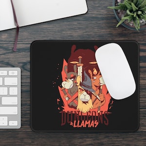 Alfombrilla de ratón antideslizante con diseño de mazmorras y llamas, decoración de escritorio para juegos de fantasía, regalo único para amantes de las llamas, alfombrilla de escritorio inspirada en los juegos de rol, accesorio divertido para juegos