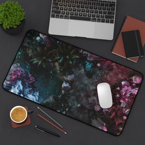 Tapis de souris étendu Lagon rose, carte de bataille aquatique XL | Tapis de bureau | Carte Fantasy vibrante, cadeau donjons D&D PC, décoration de bureau ringard unique, Warcraft