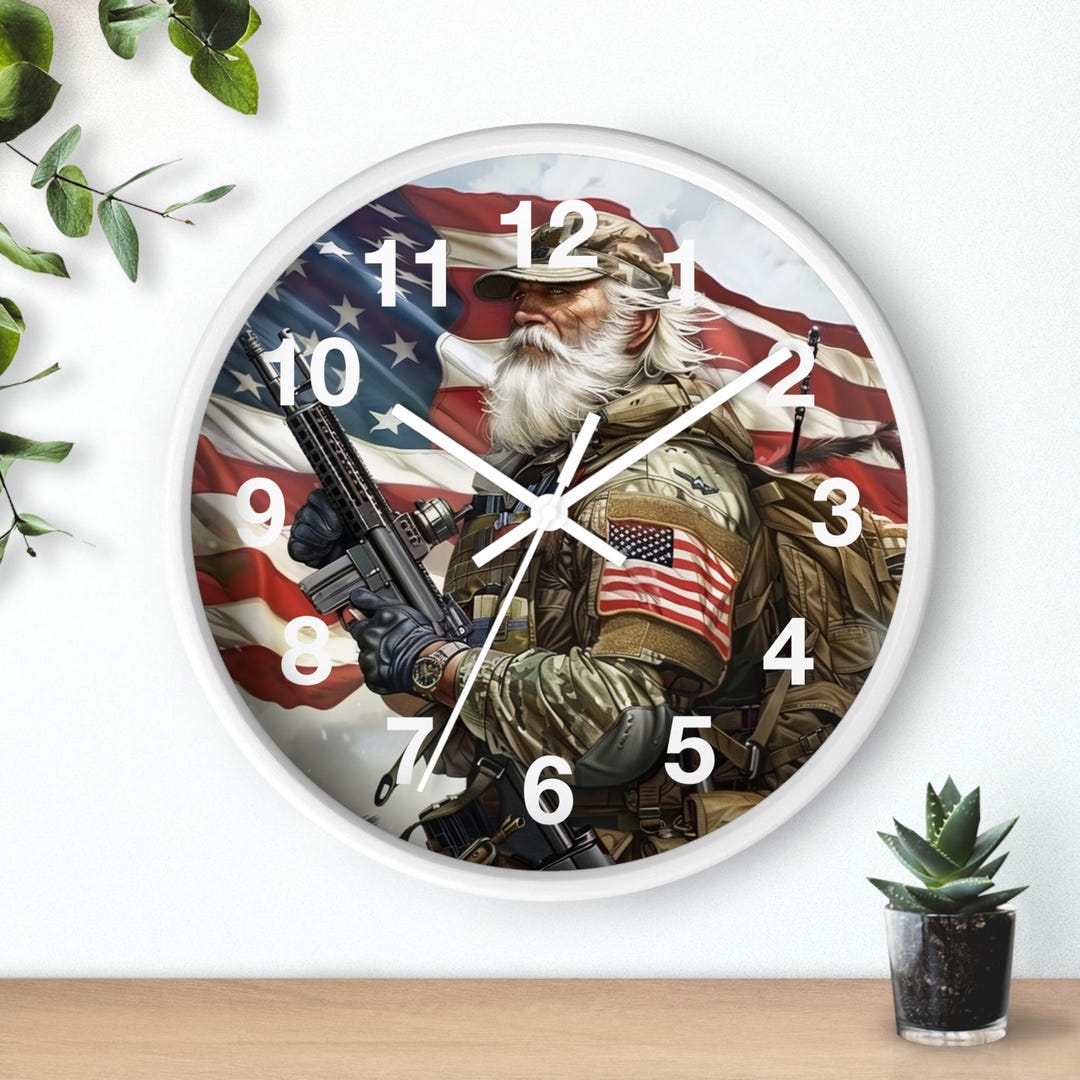 Patriotic Old Man Soldier Wall Clock: USA Decor, Veteran Gift - Etsy