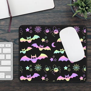 Cute Pastel Gothic Bats Non Slip Mouse Pad | Adorable Pastel Goth Style Desk Decor | Perfect Emo Gift Gothic Decor Lovers Adorable Bats