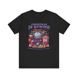 Christmas in Rewind Shirt | Vintage Style Holiday Memories Tee | Classic Retro Xmas Shirt for Nostalgic Christmas Lovers