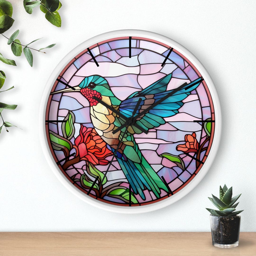 Stained Glass Hummingbird Wall Clock: Vibrant Bird Design Home Decor - Etsy