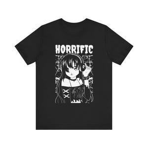 Horrific Goth Anime Girl Shirt | Dark Aesthetic Gothic Style Tee Anime Goth Girl Gift Gothic Streetwear Black Shirt Gothic Clothing Tee