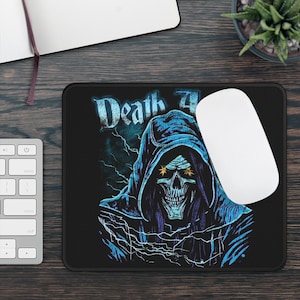 Death Awaits Grim Reaper Non Slip Mouse Pad | Gothic Style for Dark Aesthetic Lovers | Perfect Gift for Death Fans and Goth Enthusiasts