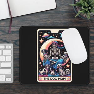 Mouse Pad antiderrapante para cartas de tarô para mães de cachorro | Decoração de mesa de escritório para amantes de animais de estimação, presente para mães de cachorro, tapete de mesa inspirado em tarô | Acessório de mesa com tema canino
