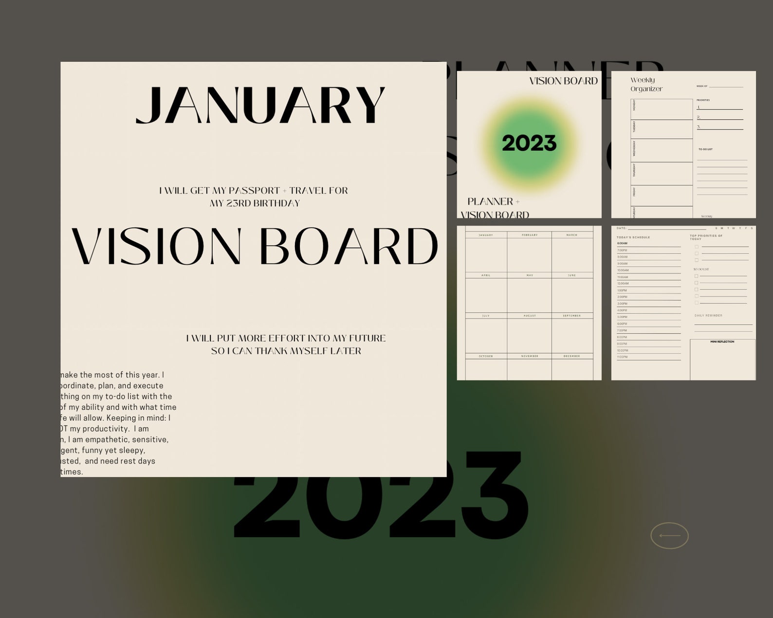 Digital Minimalist 2023 Planner Vision Board Etsy