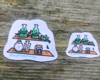 Aromantic pride flag potion bottles