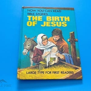 ヴィンテージ 1982 イエス誕生聖書物語本 大活字版 初級読者向け Brimax イラスト入り
