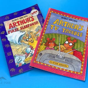 Vintage Arthur Adventure Books by Marc Brown Arthurs TV Trouble Arthurs First Sleepover millennial vintage core Arthur book series