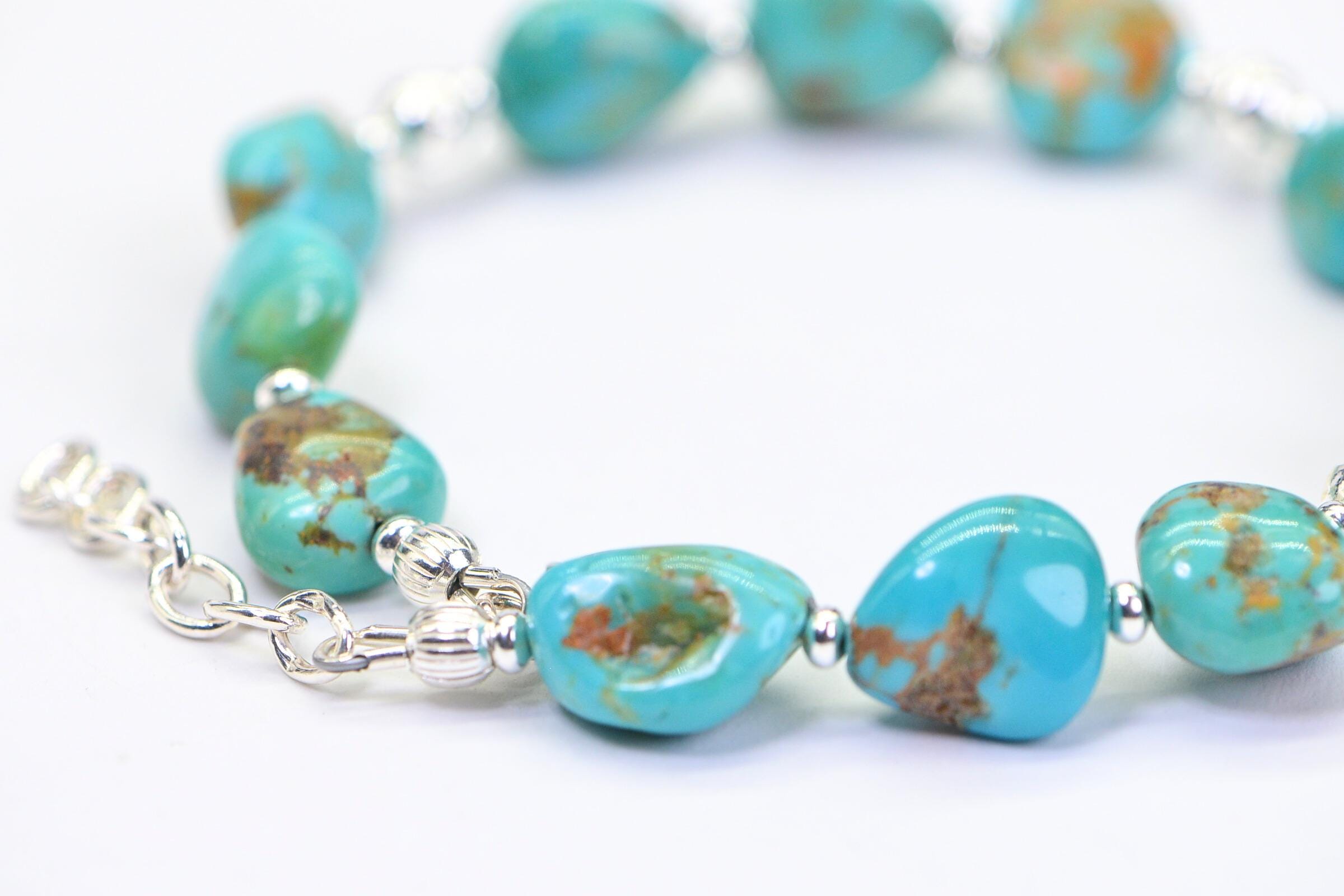 Natural Kingman Turquoise Nugget Bracelet: Untreated Gemstone