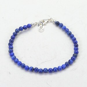 Natural Lapis Lazuli 4mm Delicate Bracelet Sterling silver