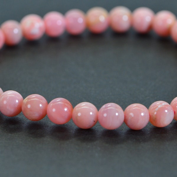 Peruvian Pink Opal Bracelet Natural Gemstone Bracelet, Healing Stones Crystal Calming Balance Meditation Spiritual Protection Bracelet Gift