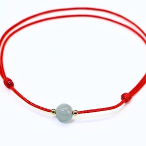 Ice Green Burma Jade 14K Gold Beads Bracelet Red  String of Fate Bracelet Good Luck Bracelet