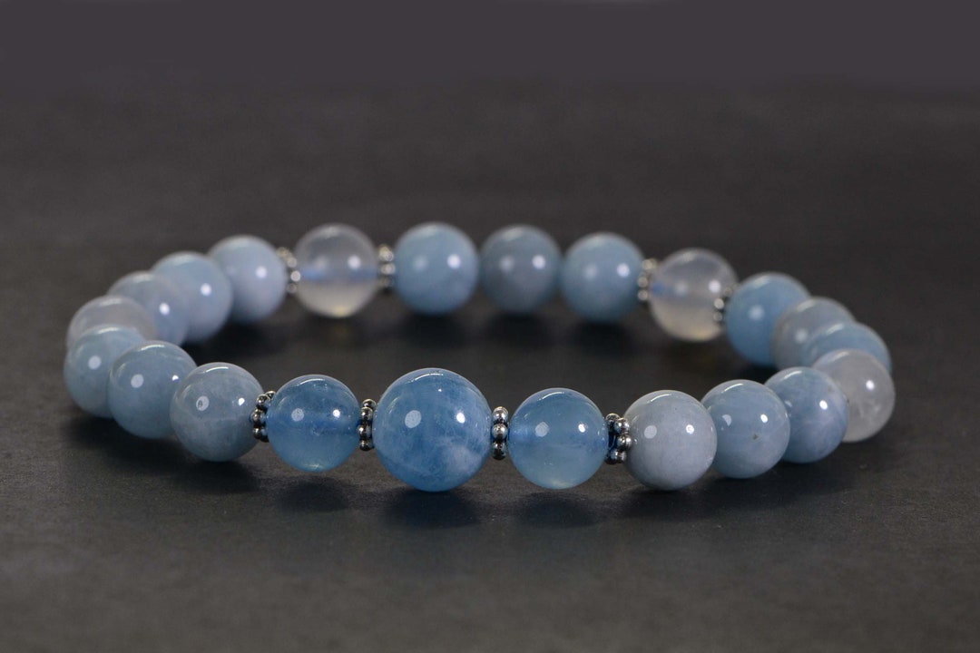 Natural Aquamarine and Moonstone Bracelet Healing Crystal Etsy