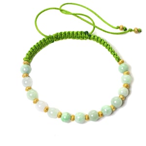 Handmade Burma Jade Bracelet: 14K Gold Beads, Woven Macrame