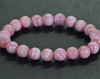 Peruvian Pink Opal Bracelet: Natural Gemstone Healing Crystal