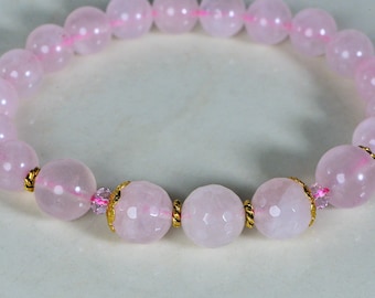Rose Quartz Bracelet: Handmade Madagascar Gemstone Bead Bracelet
