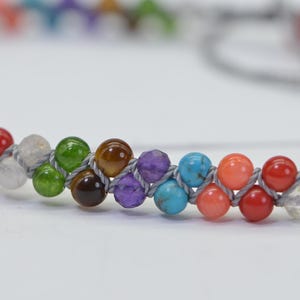 Macrame Chakra Bracelet: Multi-Stone Beaded Anklet