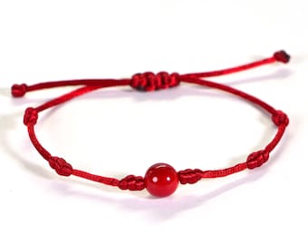 Natural Bamboo Red Coral Bracelet Red String Bracelet String of Fate friendship bracelet, love bracelet, Anniversary gift, Coral Single Bead
