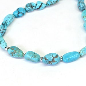 Natural Turquoise Kingman Knotted Necklace Gift For Father, Gift For Men, Raw Untreated Turquoise Necklace