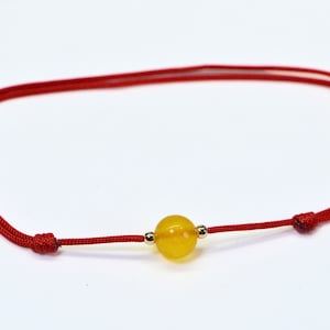 Yellow Burma Jade 14K Gold Beads Bracelet Red  String of Fate Bracelet Good Luck Bracelet