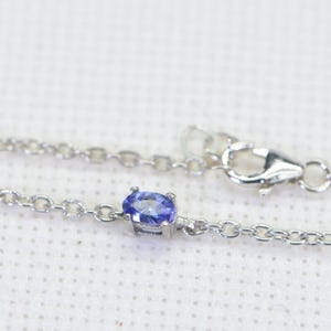 Natural Tanzanite Sterling Silver Bracelet: Delicate Cable Chain Anklet
