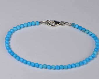 Sleeping Beauty Turquoise Bracelet: 3.5mm Sterling Silver Healing Bracelet