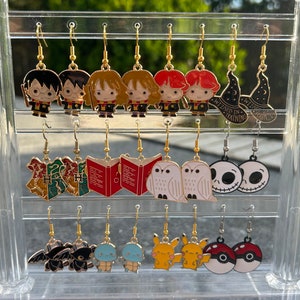 Enamel Charm Earrings - Cartoon Character Harry Potter Pokémon Hogwarts Disney Earrings