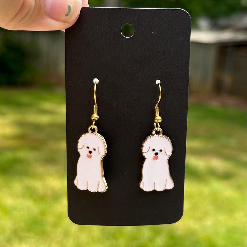 Poodle Doodle Dog Hanging Enamel Charm Earrings Dog Mom Animal Lover ...
