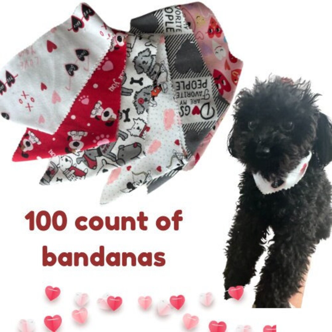 100 Valentines Tieback Dog Grooming Bandanas Etsy