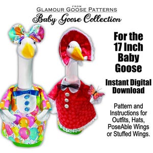 Digitales Baby Veranda Gänse Kleidung Schnittmuster. Für 17&quot; Kunststoffgans. Sofortiger Download.
