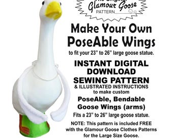 Digital Goose Poseable Wings Sewing Pattern: 23-26" Goose (Digital Download)