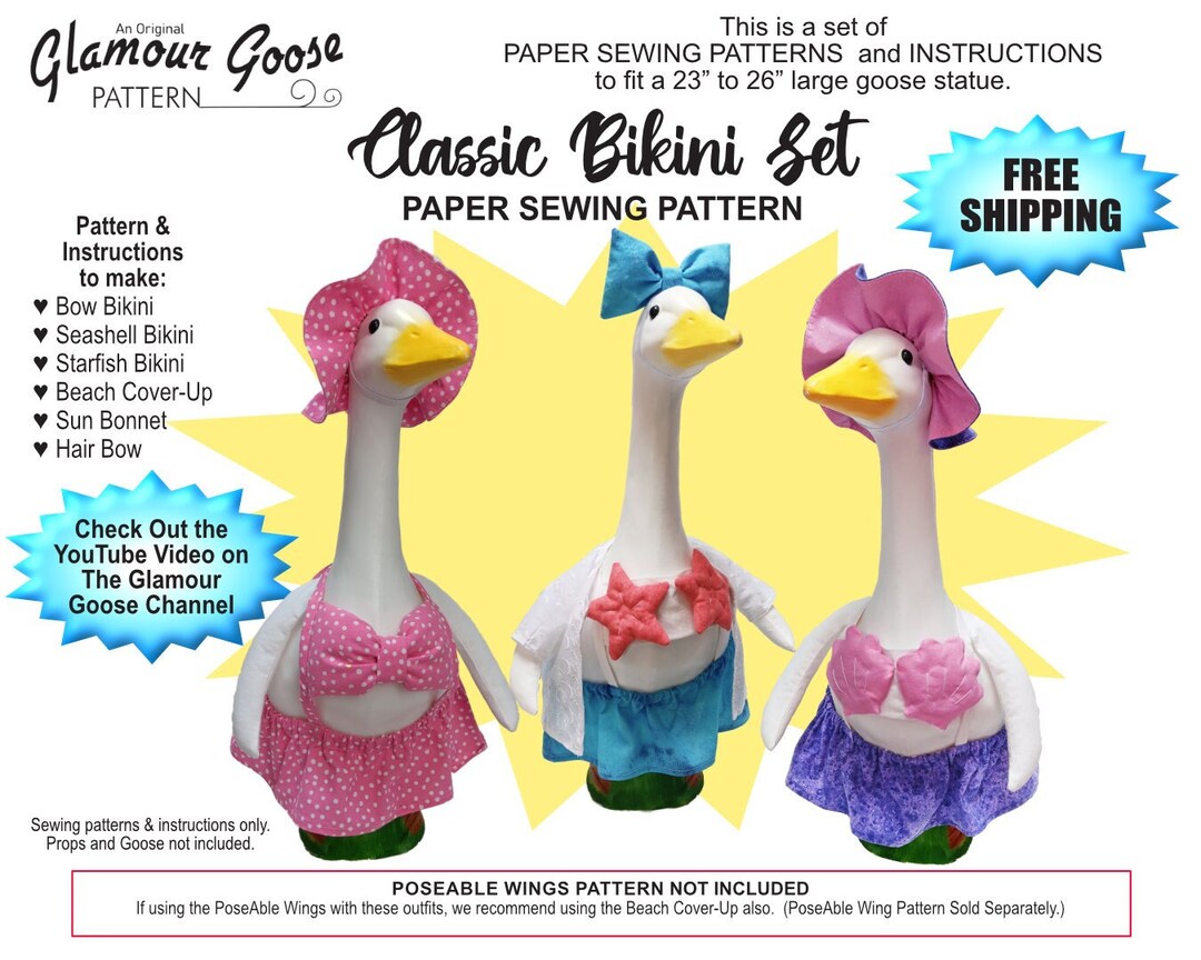 Goose Clothes Pattern BIKINI, SUN HAT and Beach Cover-up Paper Pattern - Etsy goose-clothes-pattern-bikini-sun-hat-and-beach-cover-up-paper-pattern-etsy