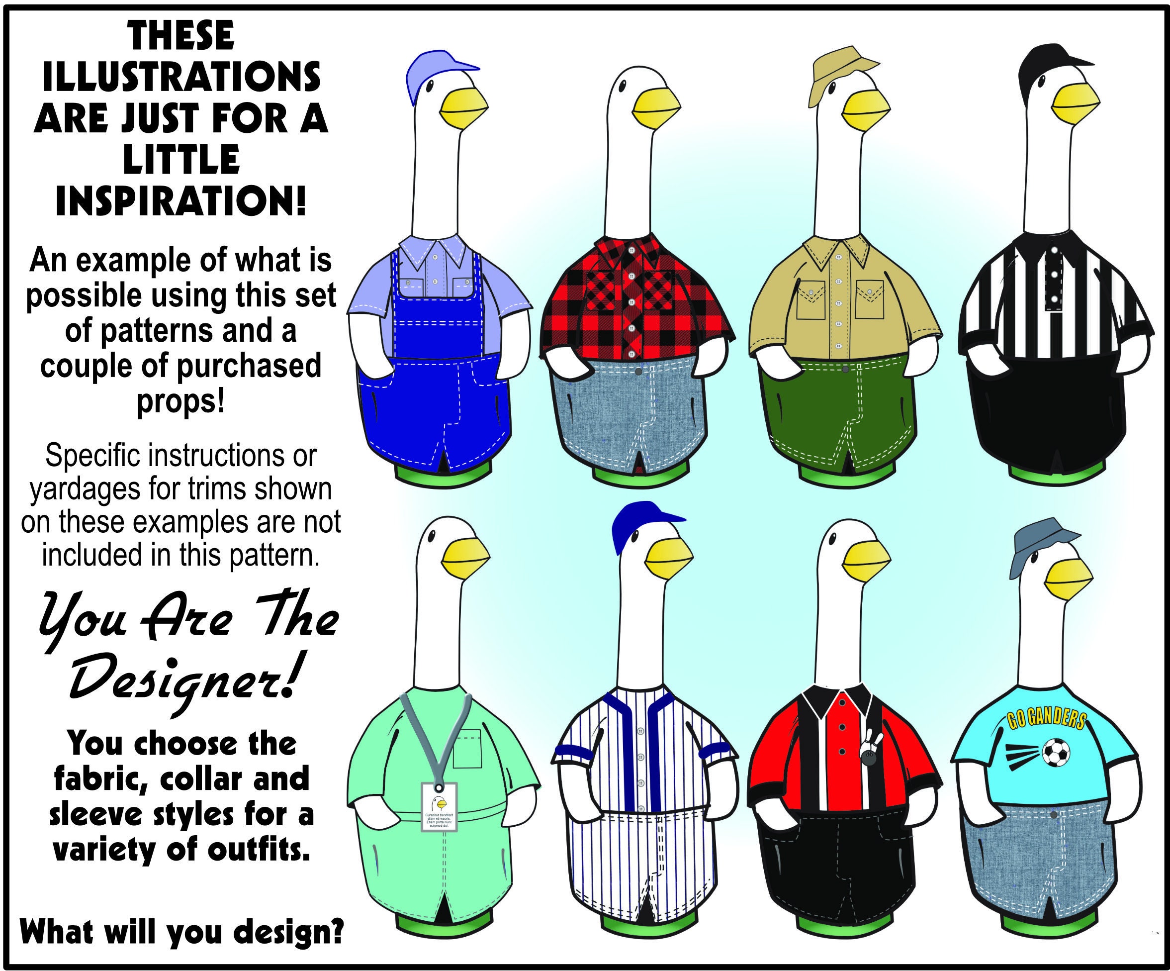 Goose Outfits Pattern for GANDER CLOTHES and Accessories. Poseable Wing ...