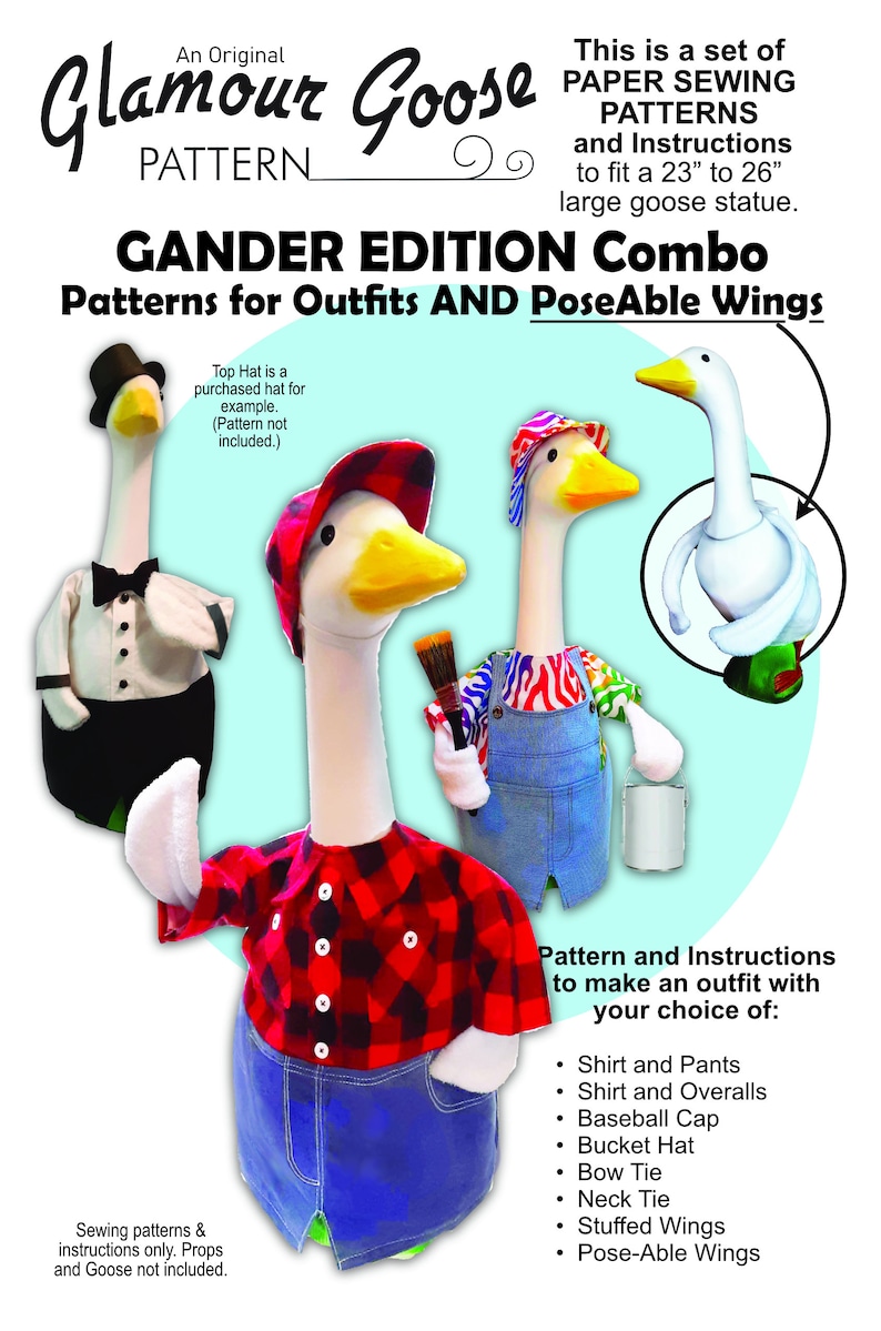 Goose Outfits Pattern for GANDER CLOTHES and Accessories. Poseable Wing ...
