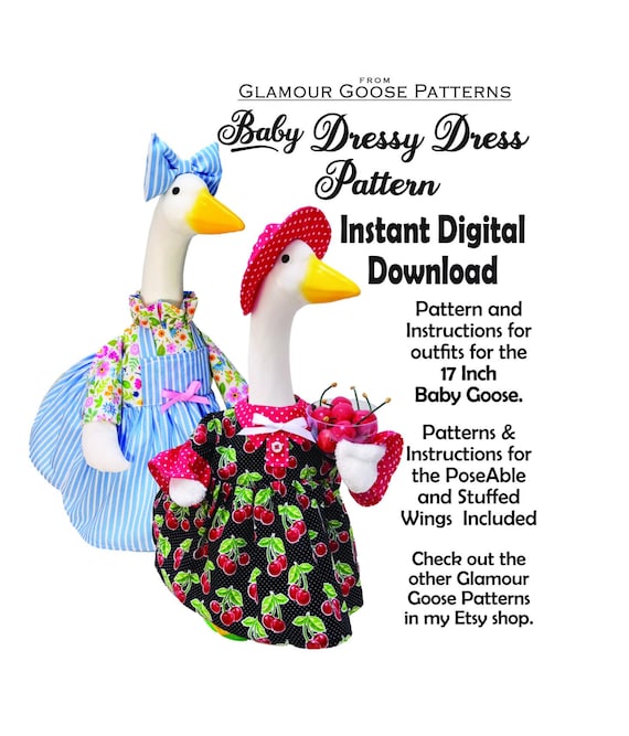 Digital Baby Porch Goose Clothes Pattern. For 17" Plastic Goose. Instant Download.
